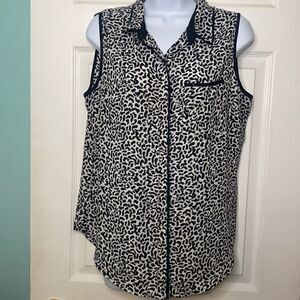 Liz Claibourne Career Sleeveless Blk White Blouse